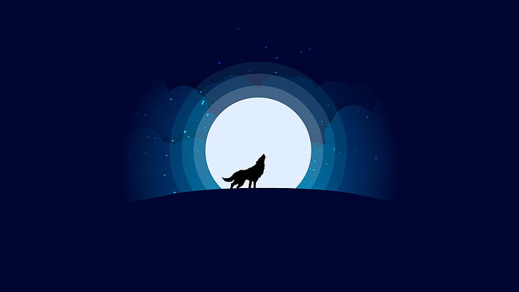 HD wallpaper: wolf, moon, moonlight