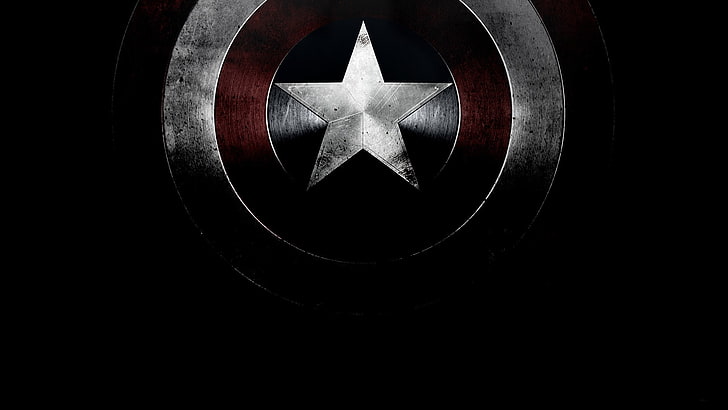 Captain America's shield, soldier, black, red, close-up, indoors