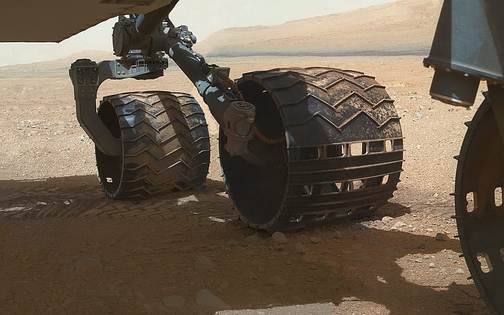 Curiosity Mars Rover Machine Alien Landscape Wheels HD, space