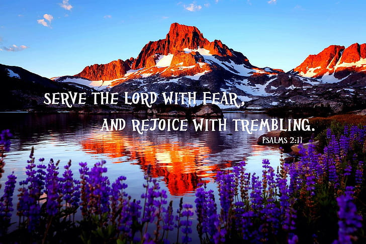 Rejoice!, lake, mountains, bible, flowers, scriptures, bible verses, HD wallpaper