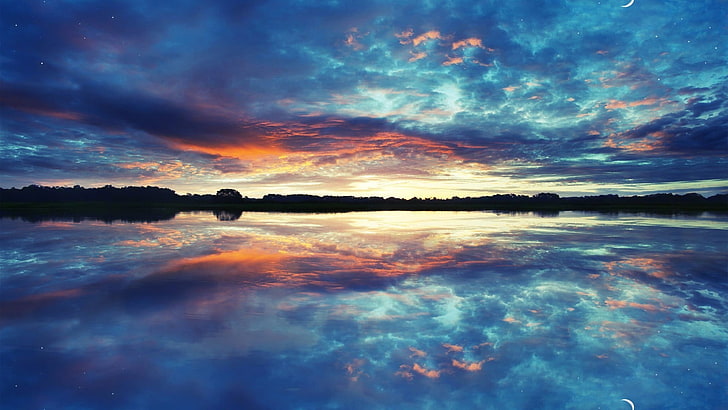 landscape photography of body of water, lake, clouds, reflection, HD wallpaper