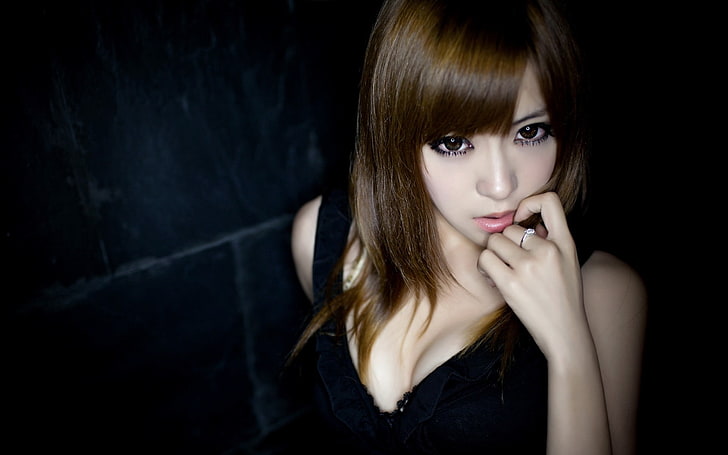 The temptation of Beauty-oriental beauty girl HD p.., women's black sleeveless top