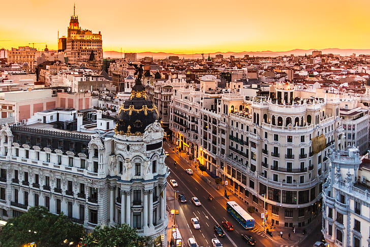 city, Spain, buildings, Madrid