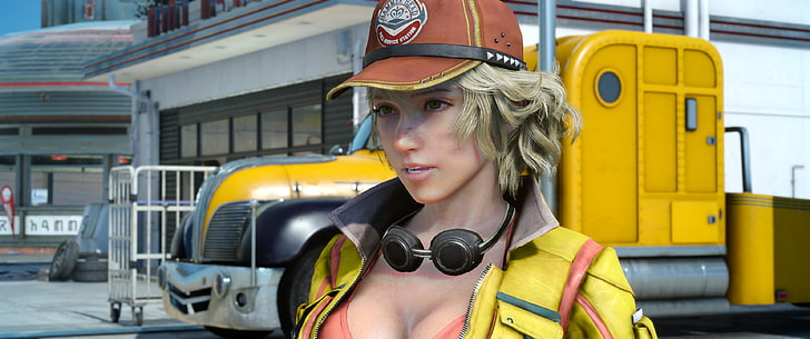 Final Fantasy XV, Cindy, portrait, one person, yellow, headshot, HD wallpaper
