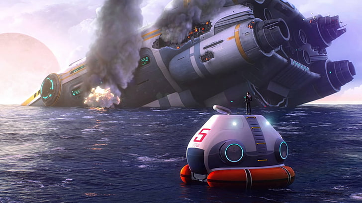 Video Game, Subnautica, transportation, water, day, accidents and disasters