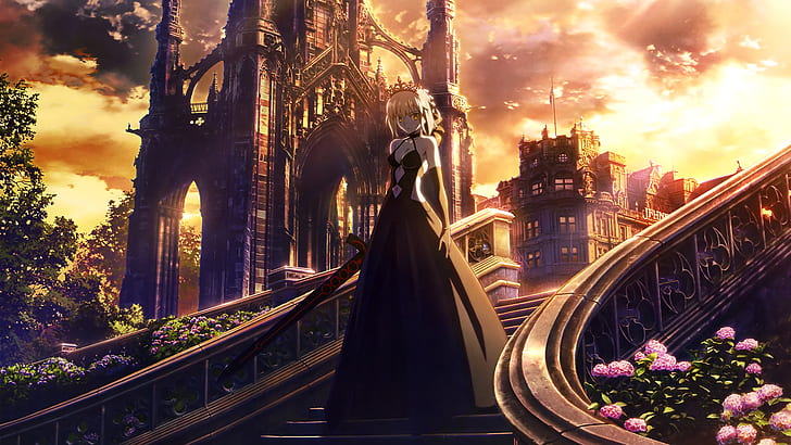 sword, black dress, blonde, Saber Alter, Fate Series