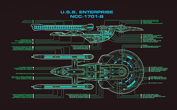 Star Trek, USS Enterprise (spaceship), schematic, technology, HD wallpaper