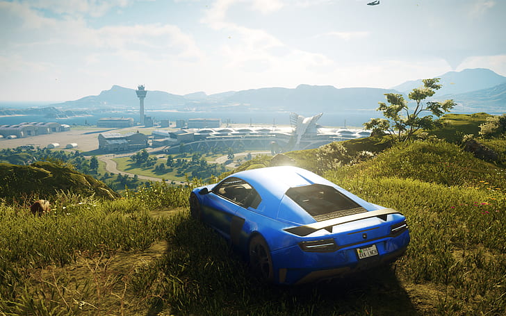 Just Cause 4, video games, screen shot, car, blue cars, vehicle