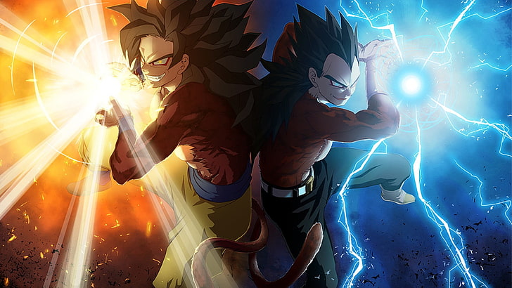 Super Saiyan 4 Son Goku & Vegetta illustration, Dragon Ball Z, HD wallpaper