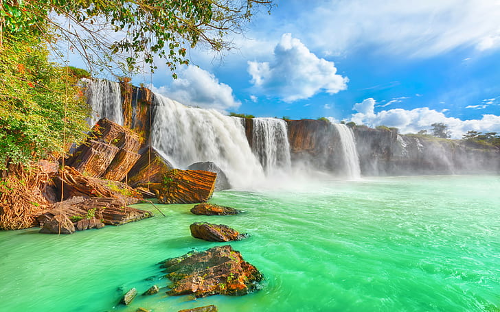 Vietnam, waterfall, 4k, Beautiful Dry Nur, HD wallpaper