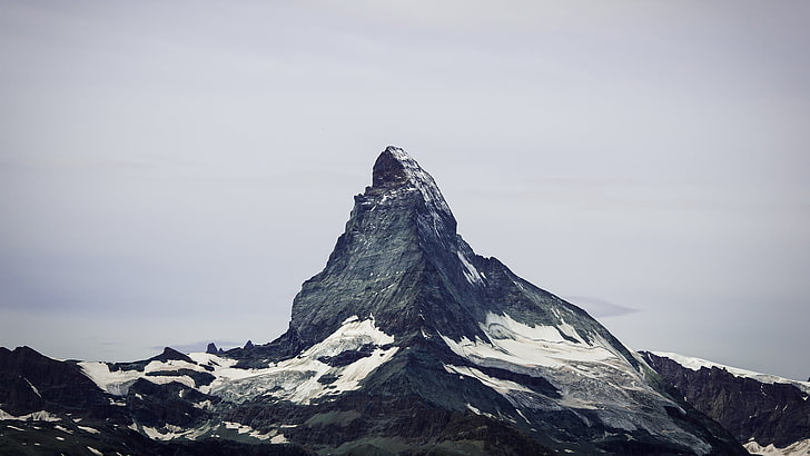 snow covered mountain, Matterhorn, mountains, Switzerland, sky, HD wallpaper