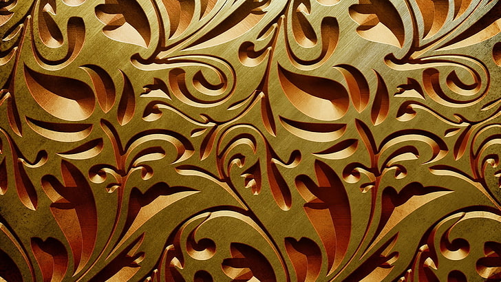 brown filigree carved surfac, reliefs, digital art, texture, artwork, HD wallpaper