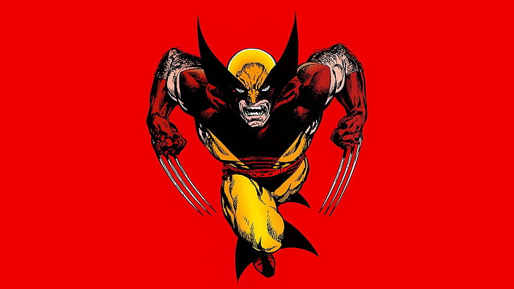 Wolverine, red, no people, colored background, animal wildlife