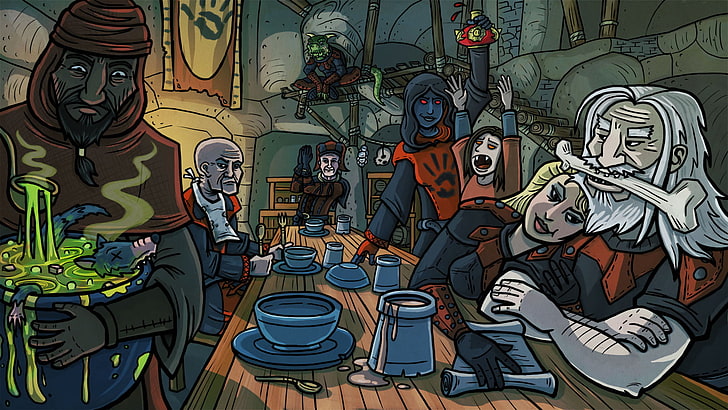 mutants cartoon illustration, The Elder Scrolls V: Skyrim, Dark Brotherhood, HD wallpaper