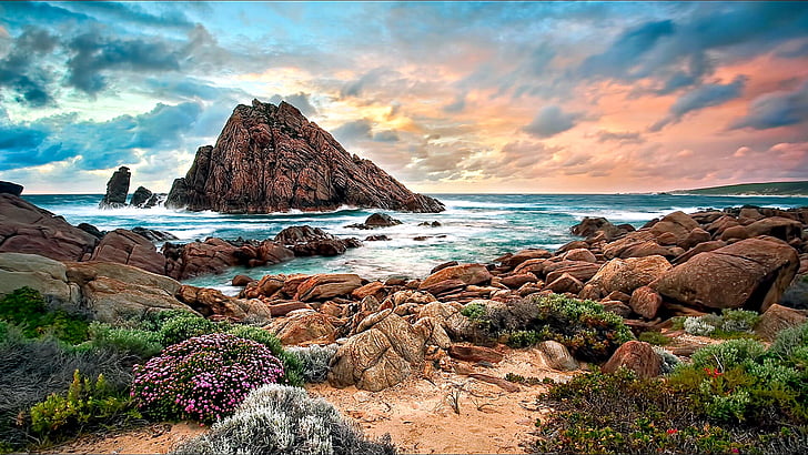 sky, nature, sea, coast, shore, rock, australia, ocean, beach, HD wallpaper
