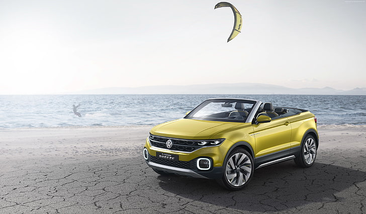Volkswagen T-cross, crossover, Geneva Auto Show 2016, yellow, HD wallpaper