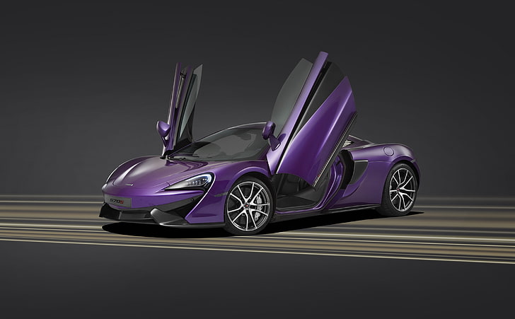 car, vehicle, McLaren, McLaren 570S, indoors, studio shot, mode of transportation, HD wallpaper