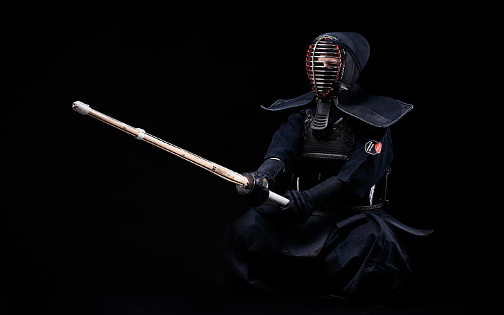 Kendo Sports, man holding white stick, one person, weapon, clothing
