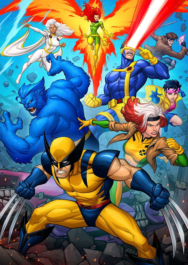 Patrick Brown, fan art, Wolverine, X-Men, Cyclops, Jean Grey, HD wallpaper