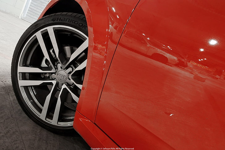 Audi TT, car, mode of transportation, wheel, red, land vehicle, HD wallpaper