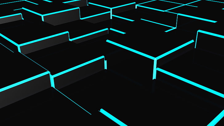 3840x1080px | free download | HD wallpaper: Abstract, Cube, Black, Blue |  Wallpaper Flare