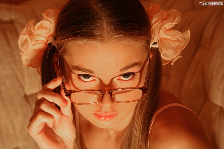 women glasses pigtails milena d faces ukrainian models People Glasses HD Art