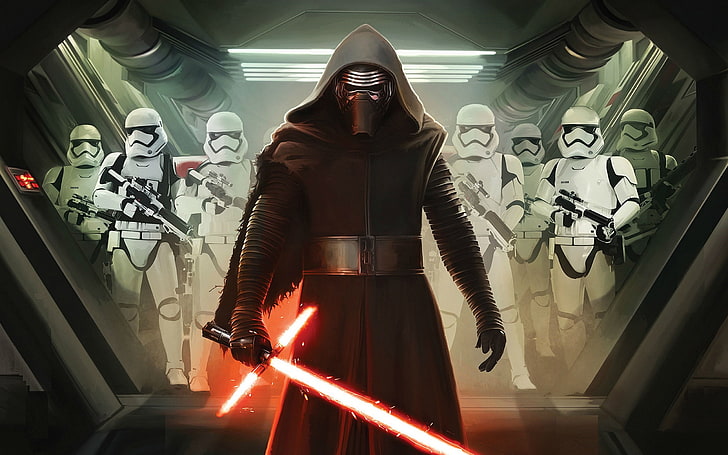 Star Wars, Star Wars: The Force Awakens, Kylo Ren, stormtrooper, HD wallpaper