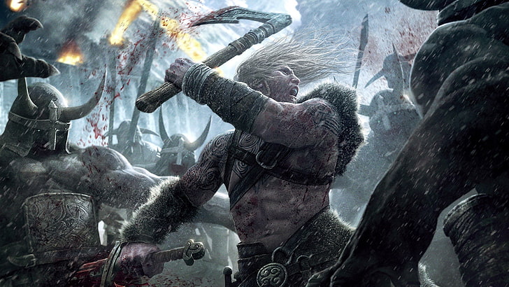 warrior, fantasy art, battle, video games, Viking: Battle for Asgard, HD wallpaper