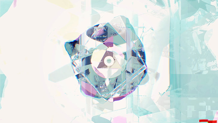 glitch art, abstract, ice, crystal, triangle, one person, digital composite