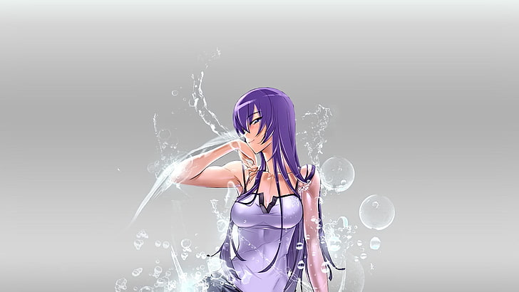purple-haired woman anime character illustration, anime girls