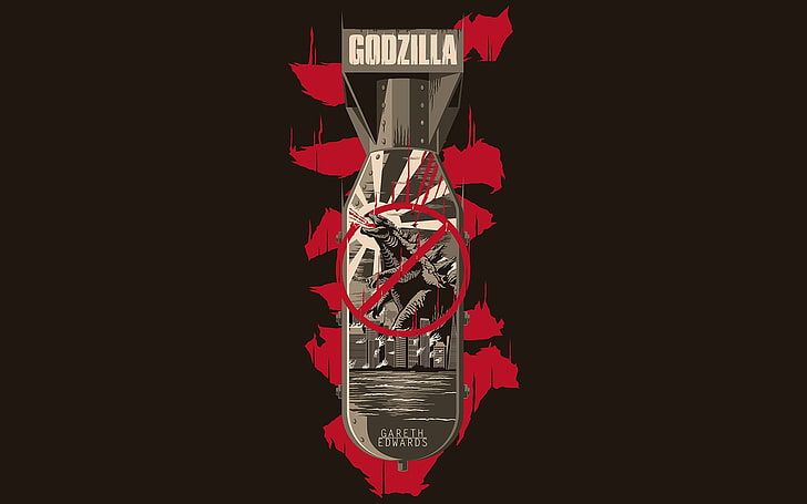 fan art, movies, Godzilla, studio shot, red, black background, HD wallpaper