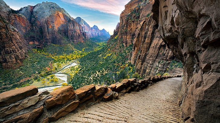 Angels Landing Rock Formation In Utah United States Zion National Park Nature Mountain Sky Landscape Hd Wallpaper 1920×1080