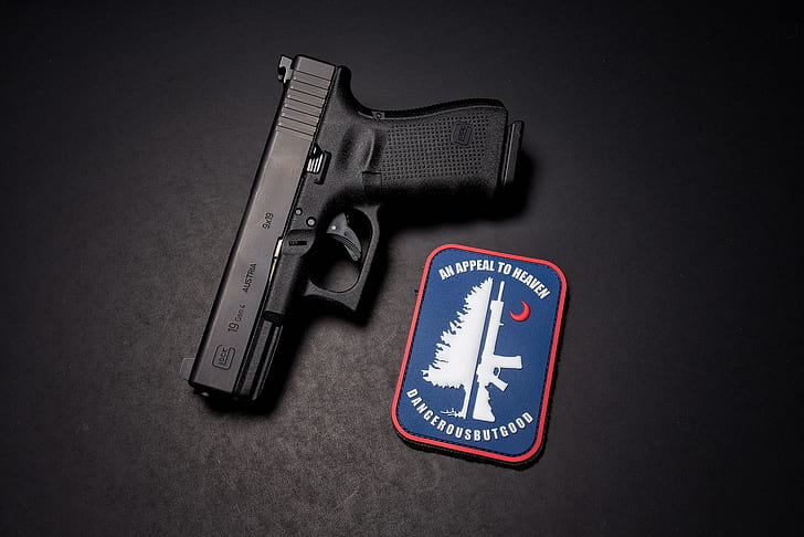 macro, gun, background, glock 19, HD wallpaper