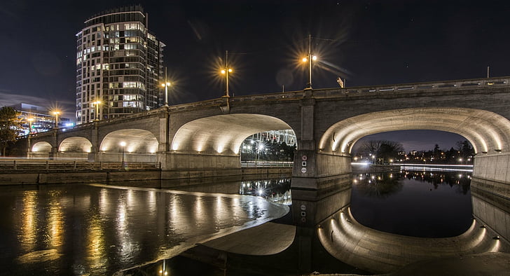 Bridges, Bank Street Bridge, Canada, Canal, Light, Night, Ottawa, HD wallpaper