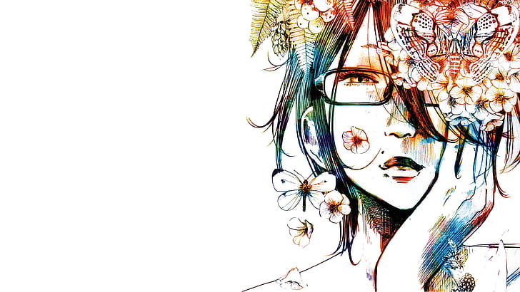 anime girls, glasses, manga, colorful, Oyasumi Punpun, artwork, HD wallpaper