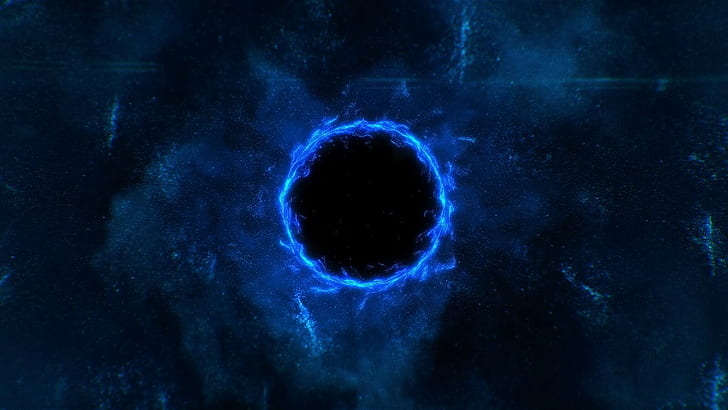 black holes, space, blue, HD wallpaper