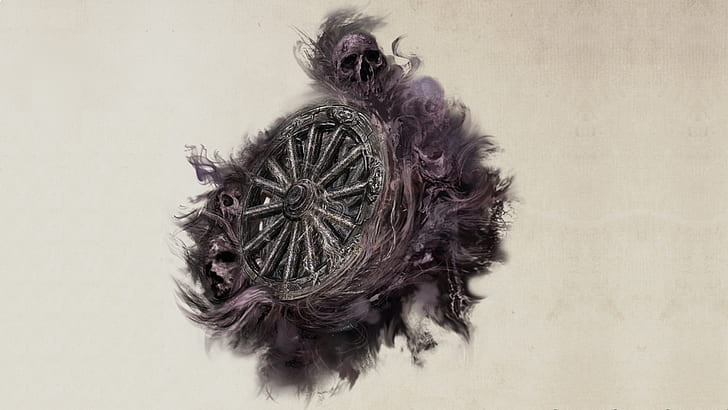 creepy, smoke, death, skull, simple background, blurred, wheels, HD wallpaper