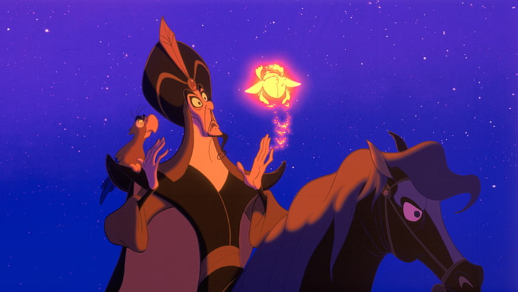 Jafar Wizard аnd Parrot Lago Aladdin Cartoon Walt Disney 3840×2160