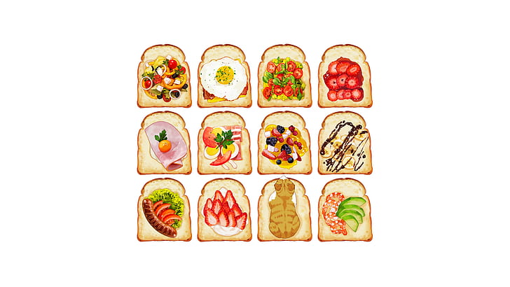 white  background, food, drawing