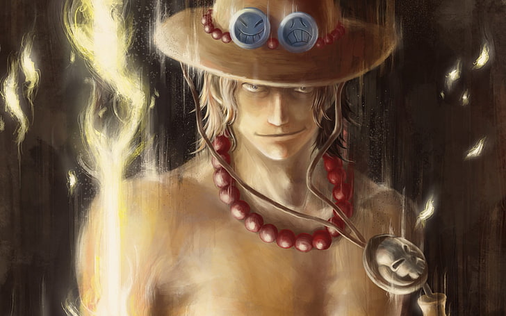 One Piece Portgas D. Ace illustration, anime, one person, young adult, HD wallpaper