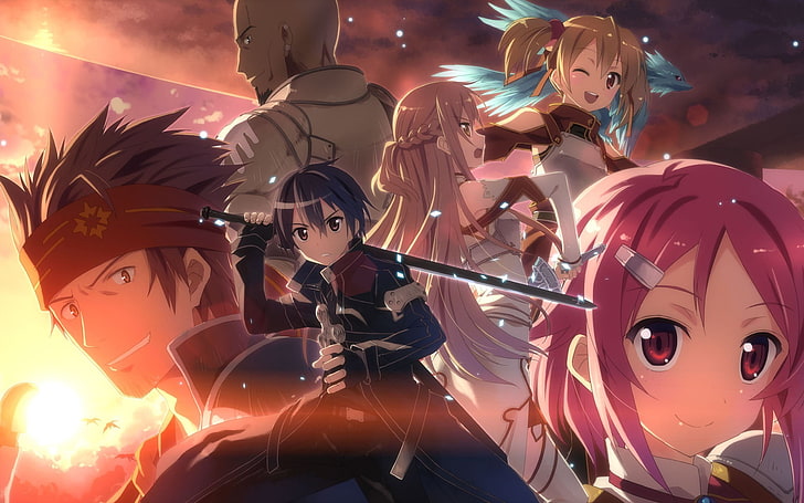 Sword Art Online, Kirigaya Kazuto, Yuuki Asuna, Shinozaki Rika, HD wallpaper