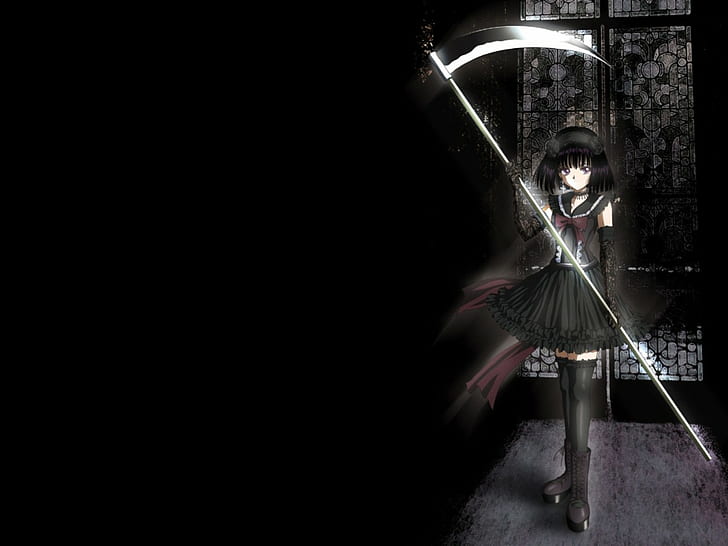 HD wallpaper: Dark Anime, Girl, Short Hair, Dark Background, Weapon |  Wallpaper Flare