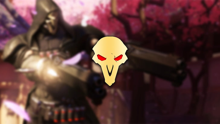 skull illustration, video games, Overwatch, Reaper (Overwatch), HD wallpaper
