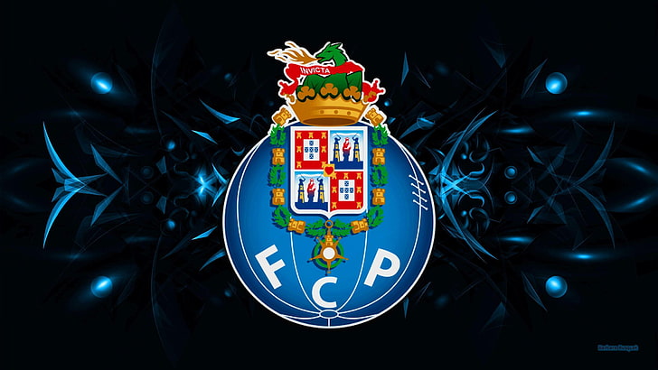 F.C. Porto, black background, no people, text, communication