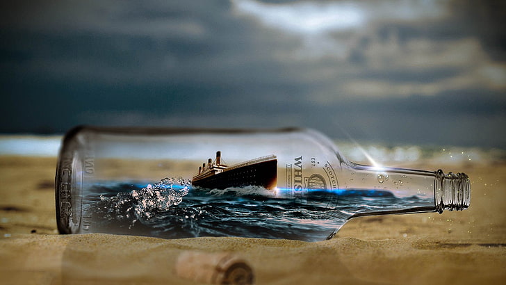 HD wallpaper: Photography, Manipulation, Bottle, Sand, Ship, Titanic |  Wallpaper Flare