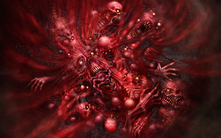 red evil spirits wallpaper, BODY, BLOOD, BONES, INTESTINE, MASCARA, HD wallpaper