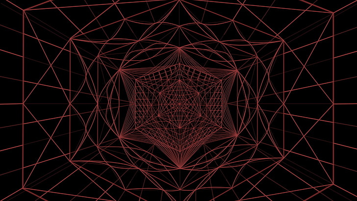 abstract, red, artwork, triangle, texture, pattern, geometry, HD wallpaper