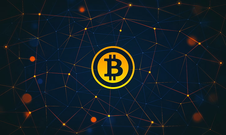 Bitcoin logo wallpaper, money, vector, abstract, symbol, backgrounds, HD wallpaper