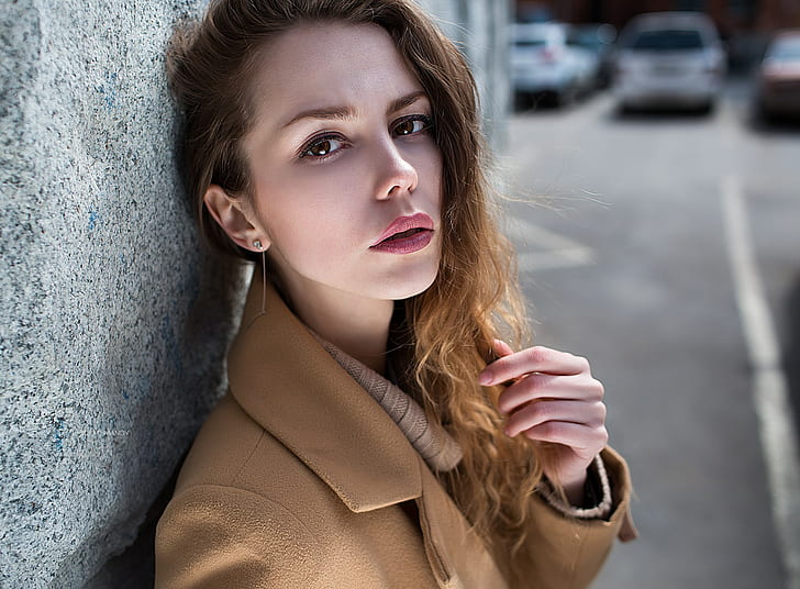 Lenar Abdrakhmanov, women, face, model, women outdoors, urban, HD wallpaper