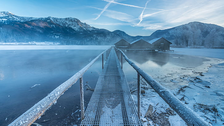 nature, winter, lake, Germany, HD wallpaper